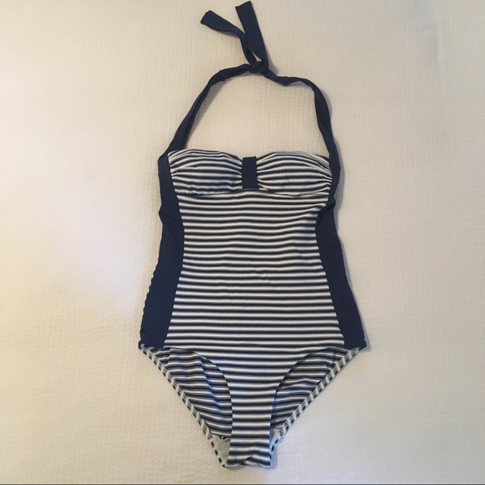 pez d’or vintage striped halter one-piece